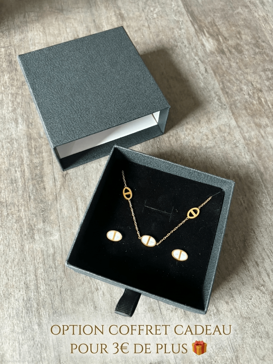 Parure Maillons "Graine de Café" & Nacre – Collier et Boucles d'Oreilles - A.F.V. Sud
