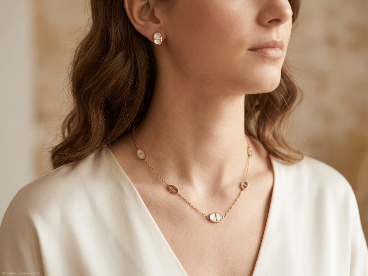 Parure Maillons "Graine de Café" & Nacre – Collier et Boucles d'Oreilles - A.F.V. Sud