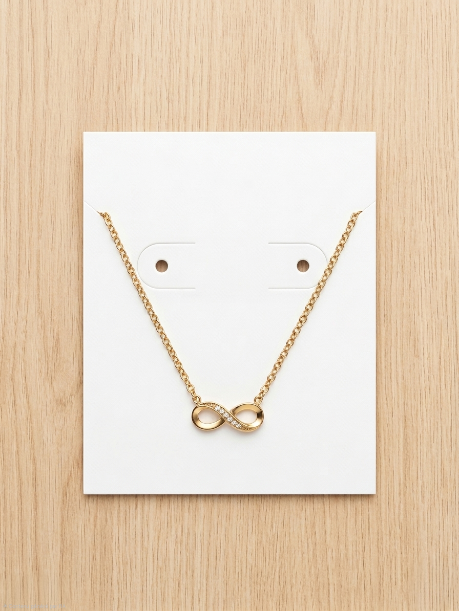 Collier Infini Doré en Acier Inoxydable & Strass – Élégant et Intemporel