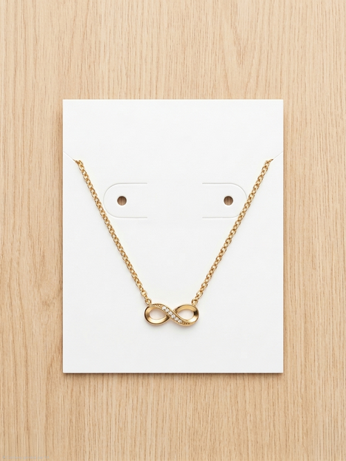 Collier Infini Doré en Acier Inoxydable & Strass – Élégant et Intemporel